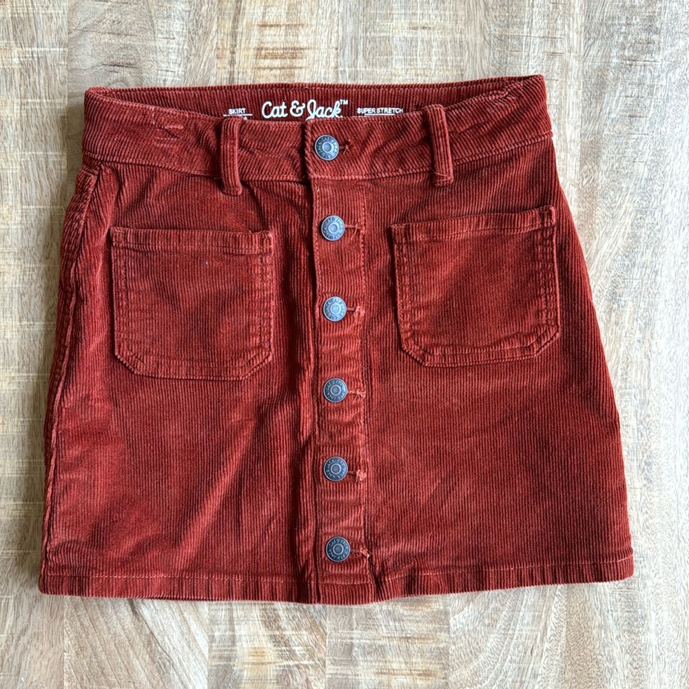 Cat & Jack Rust Corduroy Button-Front Skirt